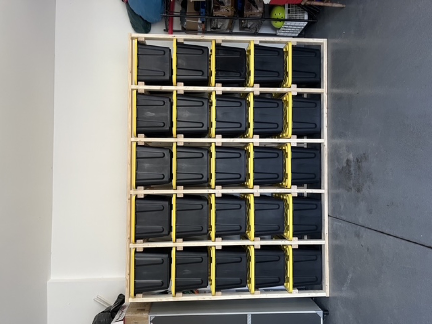 Customer build #7 of the tote storage rack
