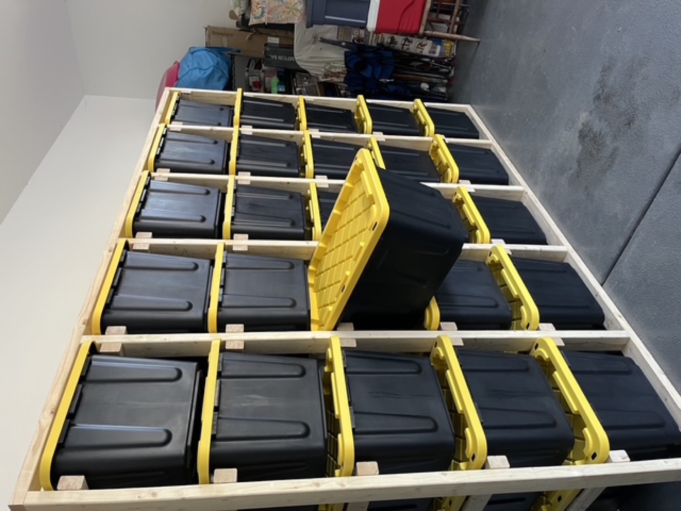 Customer build #8 of the tote storage rack